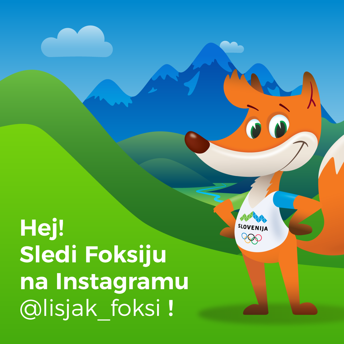 Maskota #TeamSlovenia lisjak Foksi sedaj tudi na kanalu Instagram!