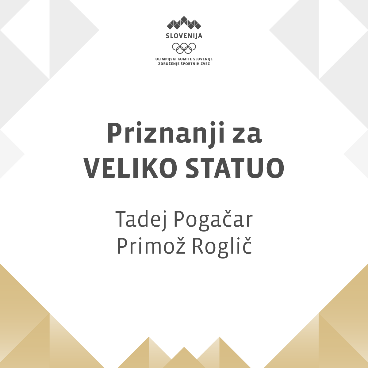Priznanja Olimpijskega komiteja Slovenije za športne dosežke v letu 2020