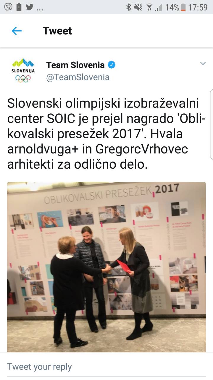 Slovenski olimpijski izobraževalni center in nagrada 2017